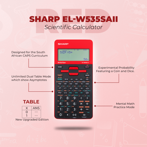 Sharp EL-W535SAII Red Scientific Calculator