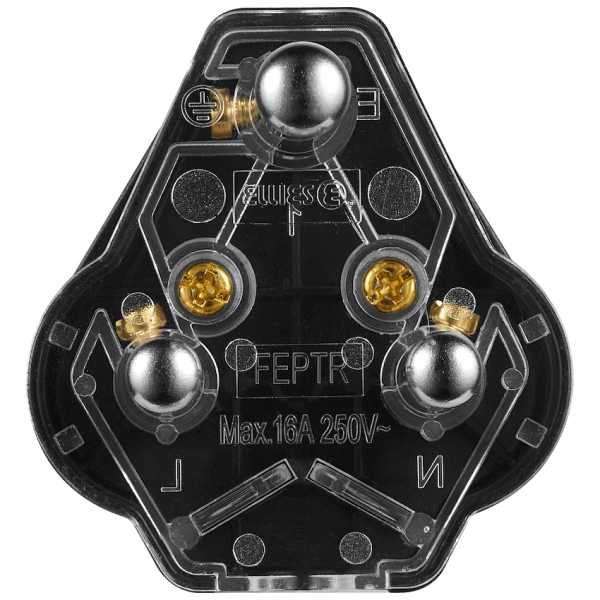 Ellies 16a Heavy-Duty Rubber Screw-on Plug Top - Black