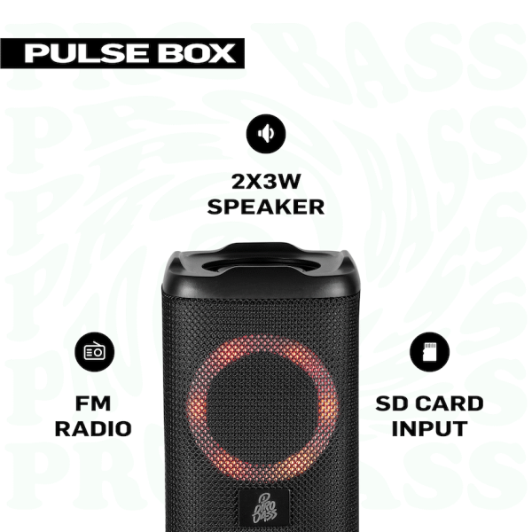 4-184 Pro Bass Pulse Box Portable Bluetooth Speaker - Black