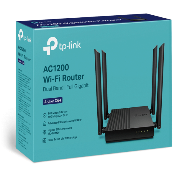 4-205 TP-Link Archer C64 AC1200 MU-MIMO Wi-Fi Router