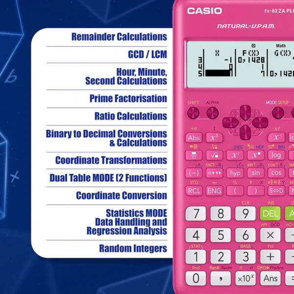 Casio FX-82 ZA Plus II Calculator - Pink