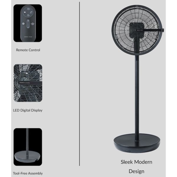 Boden Stark LED Display Stand Fan - Black