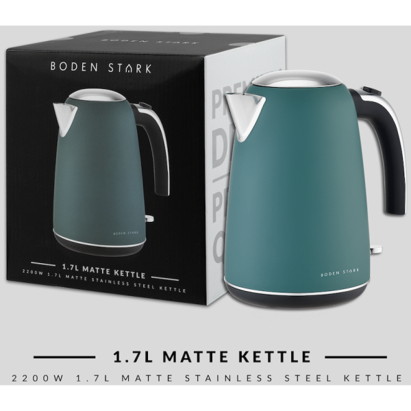 Boden Stark 1.7L Matte Stainless-Steel Kettle - Green