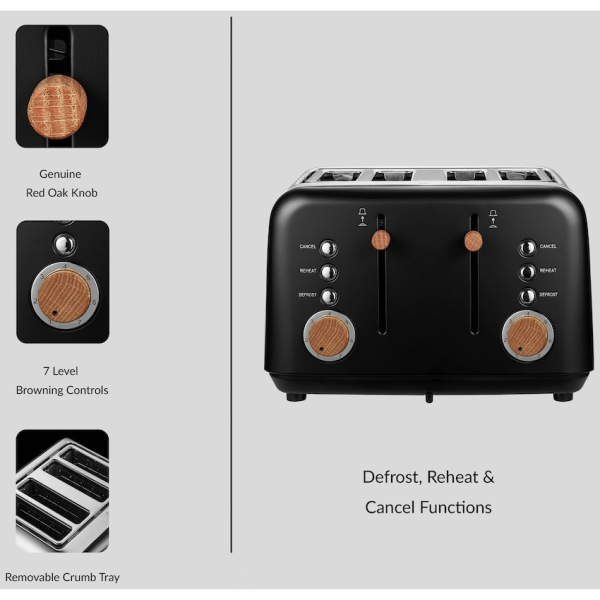 4-393 Boden Stark Anson Collection 4-Slice Stainless Steel Toaster - Black