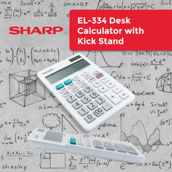4-532 Sharp ElsiMate EL334WB - 12 Digit Desk Calculator