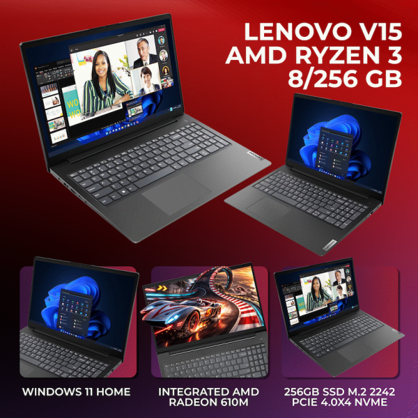 4-859 Lenovo Laptop V15 AMD Ryzen3 8/256