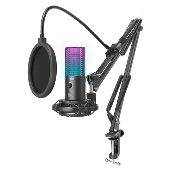 Fifine T669 Pro3 USB Microphone with Pop Filter and Boom Arm Stand