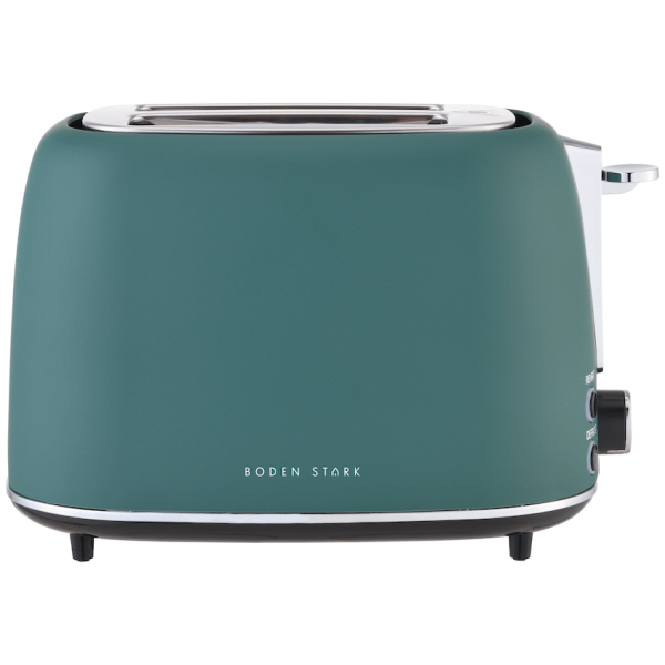 Boden Stark Matte Stainless Steel Toaster - Green