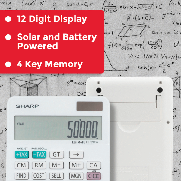 5-435 Sharp ElsiMate EL334WB - 12 Digit Desk Calculator
