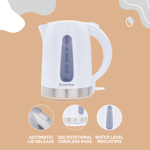 Elektra 1.7l Plastic Kettle - White