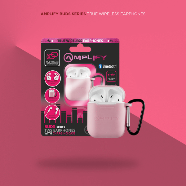 Amplify Buds Series True Wireless Earphones with Silicone Accessories - Pink