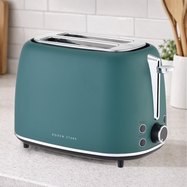 Boden Stark Matte Stainless Steel Toaster - Green