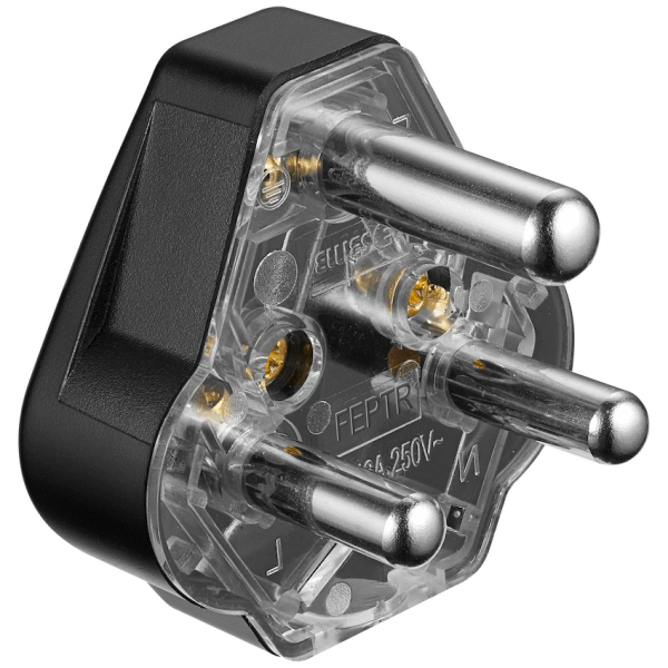 Ellies 16a Heavy-Duty Rubber Screw-on Plug Top - Black