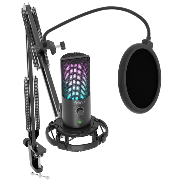 Fifine T669 Pro3 USB Microphone with Pop Filter and Boom Arm Stand