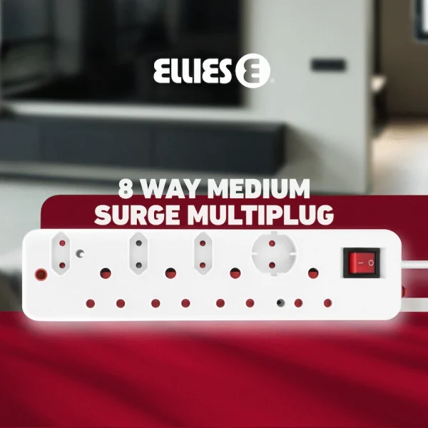 Ellies 8-Way Surge Multiplug 0.5m - WT