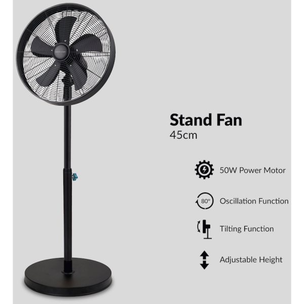Boden Stark 45cm Stand Fan - Black