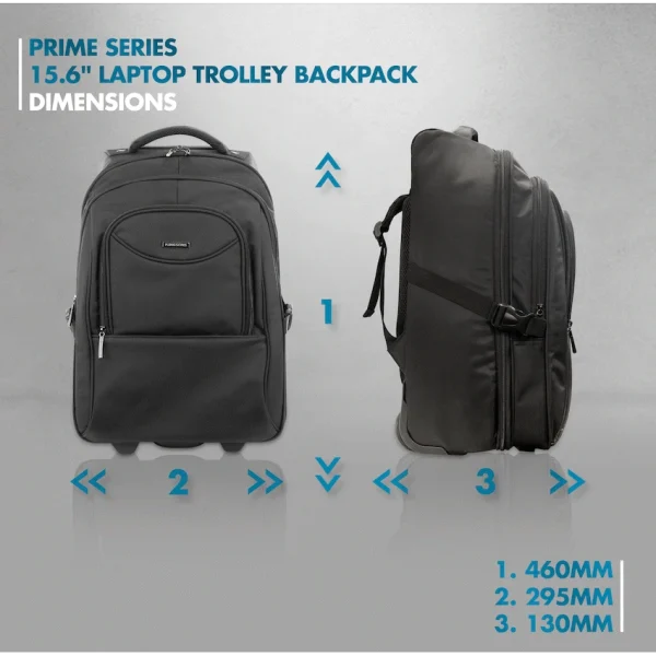 Kingsons Prime 15.6" Laptop Trolley Backpack - Black