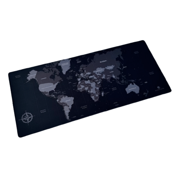 Everfurn Desk Mat - World Map - Large - Black - Non-Slip