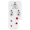 7-257 Ellies 3 Way Surge Adaptor with Type C + USB - WT