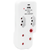 8-167 Ellies 3 Way Surge Adaptor with Type C + USB - WT