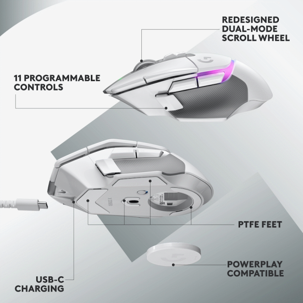 8-218 Logitech(R) G502 X Plus Wireless Gaming Mouse - White
