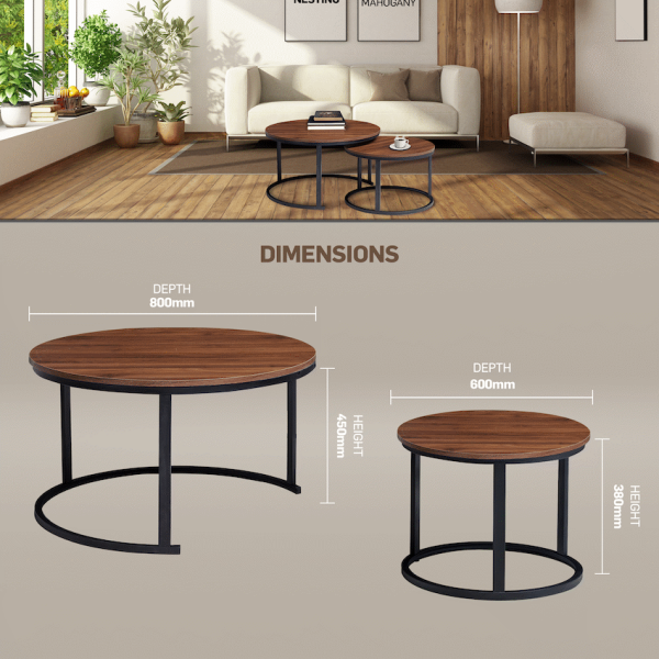 Everfurn Indus Nesting Coffee Table - Mahogany 2-Piece