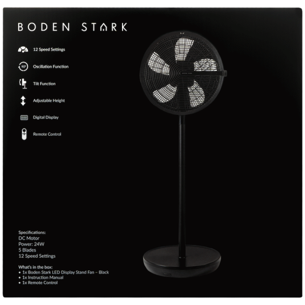 Boden Stark LED Display Stand Fan - Black