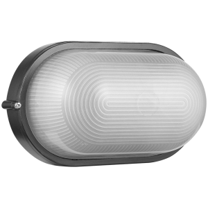Ellies Illume Series - Large AC Oval Bulkhead - Aluminium + Glass - E27 Base -BK