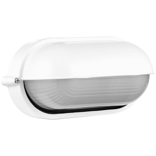 Ellies Arc Series - Large AC Oval Bulkhead - Aluminium + Glass - E27 Base -WT