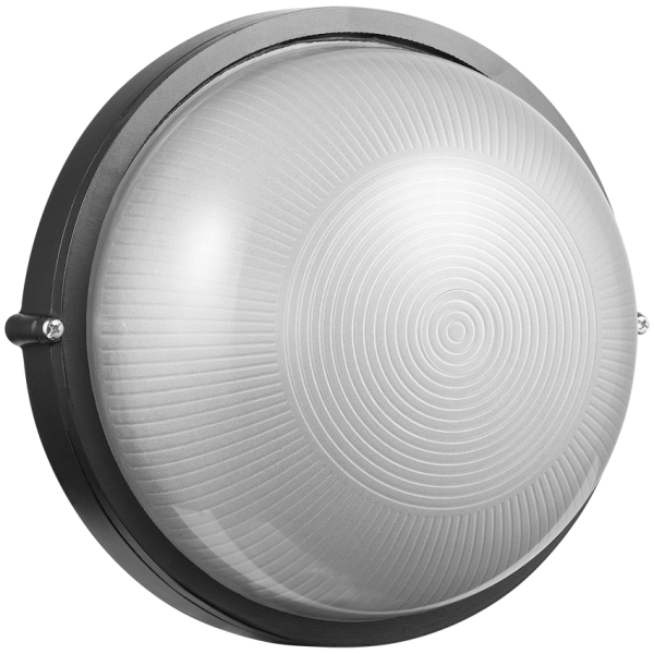Ellies Illume Series - Large AC Round Bulkhead - Aluminium + Glass - E27 Base -BK