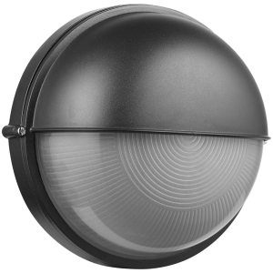 Ellies Arc Series - Large AC Round Bulkhead - Aluminium + Glass - E27 Base -BK
