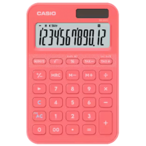 Casio MS-20YC 12 Digit Desk Calculator Coral
