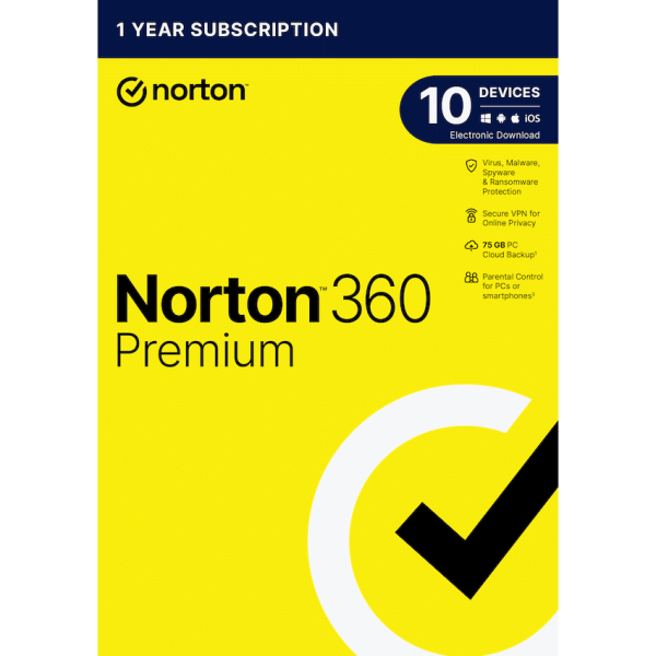 NORTON 360 PREMIUM 75GB AF 1 USER 10 DEVICE 12MONTH